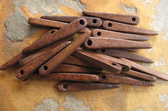 Mykonos Greek Ceramic Beads - 10 MILK CHOCOLATE Skinny Spike Beads