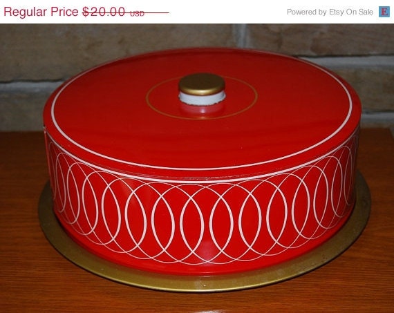 ON SALE Vintage Red Metal Cake Carrier-Cake Keeper