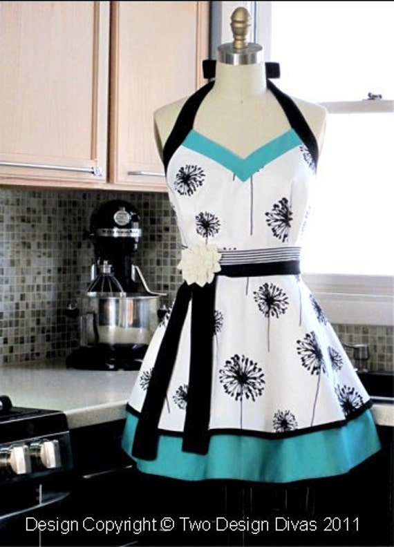 Womens Kitchen Apron - PLUS SIZE - Fully LINED Apron - Double Skirt Aprons - Heavy Fabrics