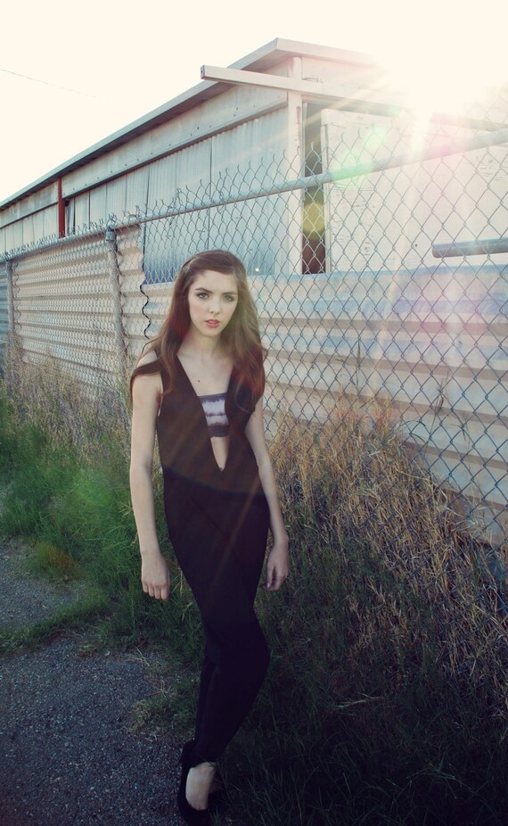 80s Spandex Stirrup Jumpsuit Black