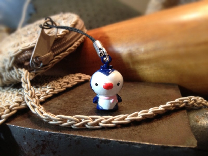 Cute Penguin Bell Charm for Cell Phone, Zipper or Keychain