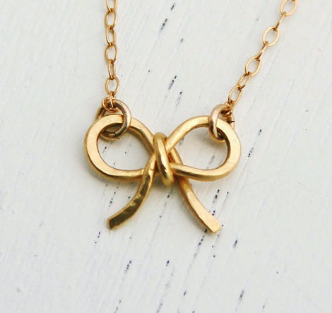 Bow necklace, gold necklace, bow charm necklace, Gold Bow,14K Gold filled, charm necklace, gold fill, everyday necklace, gold hand made