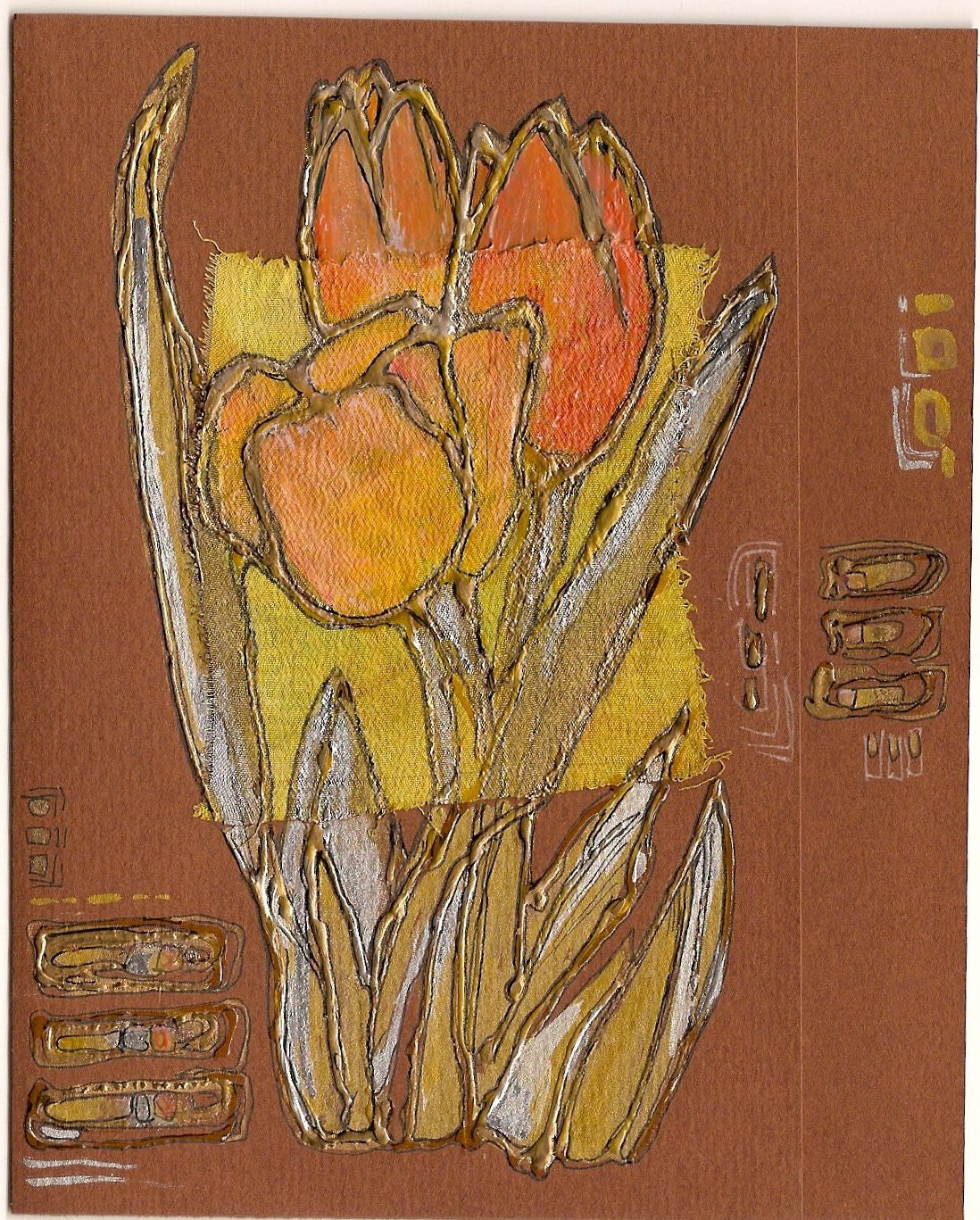 Orange tulips - blank greeting card for any occasion