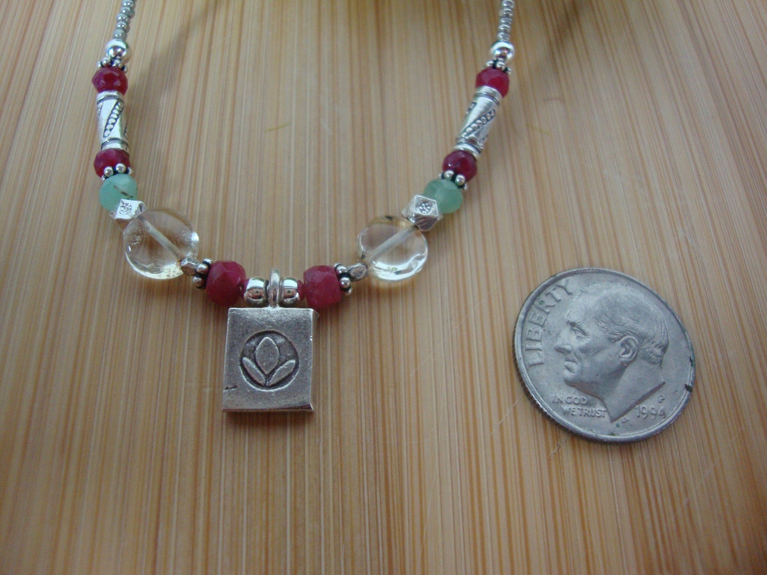 Ruby And Citrine Dainty Flower Necklace Preview 3