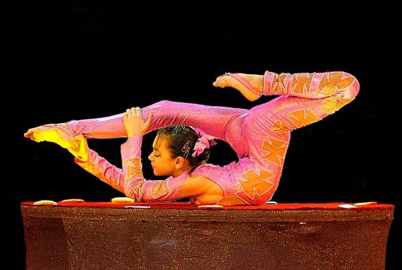 A picture of a young contortionist performing in Connecticut 