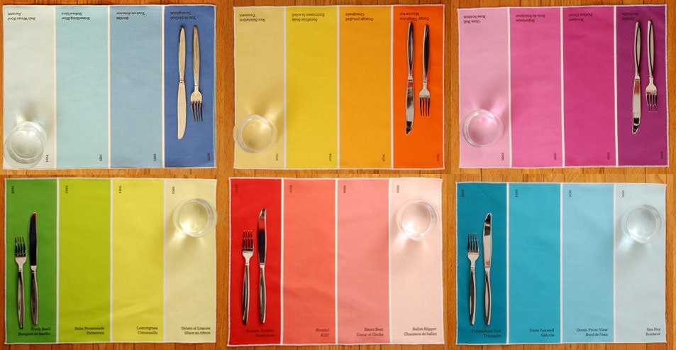 Placemats - Paint Chip Placemats - Set of 6 Colors