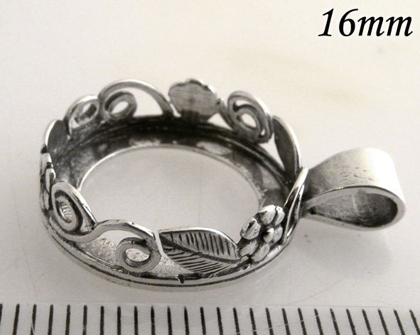 2x Round bezel cups- setting 20mm JBB  Antique(Oxidized)  Sterling Silver 925