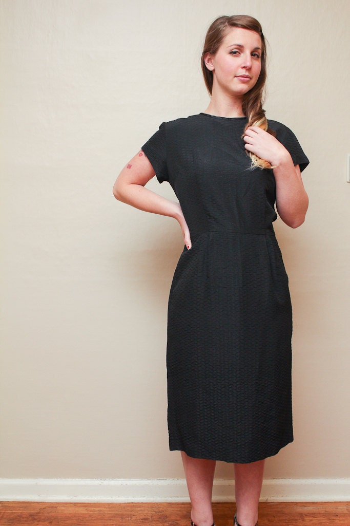 betty hartford / black cocktail dress / medium / large
