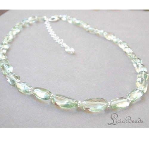 Chunky green amethyst and sterling silver necklace with extension chain