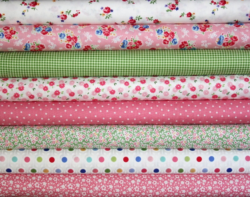 fat quarter bundle--8 pieces (2 yards total) from the Pam Kitty Morning Collection, Lakehouse Dry Goods
