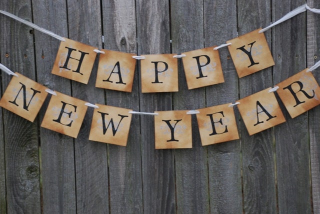 Happy New Year Banner - New Year- Vintage Inspired