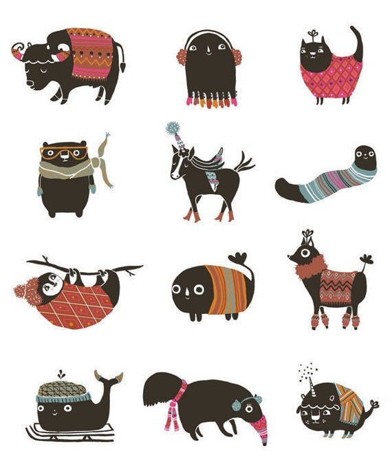 Winter Animals // 8x10 Print