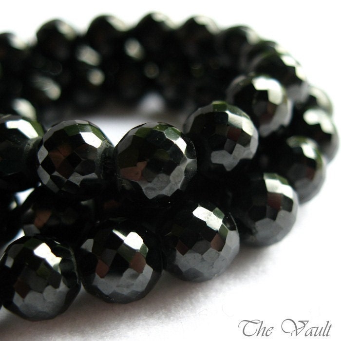 10 Black Spinel 6mm faceted rounds