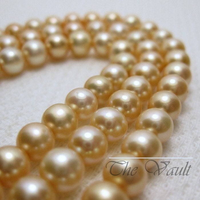 6-7mm soft orange off round pearl strand 16 inches