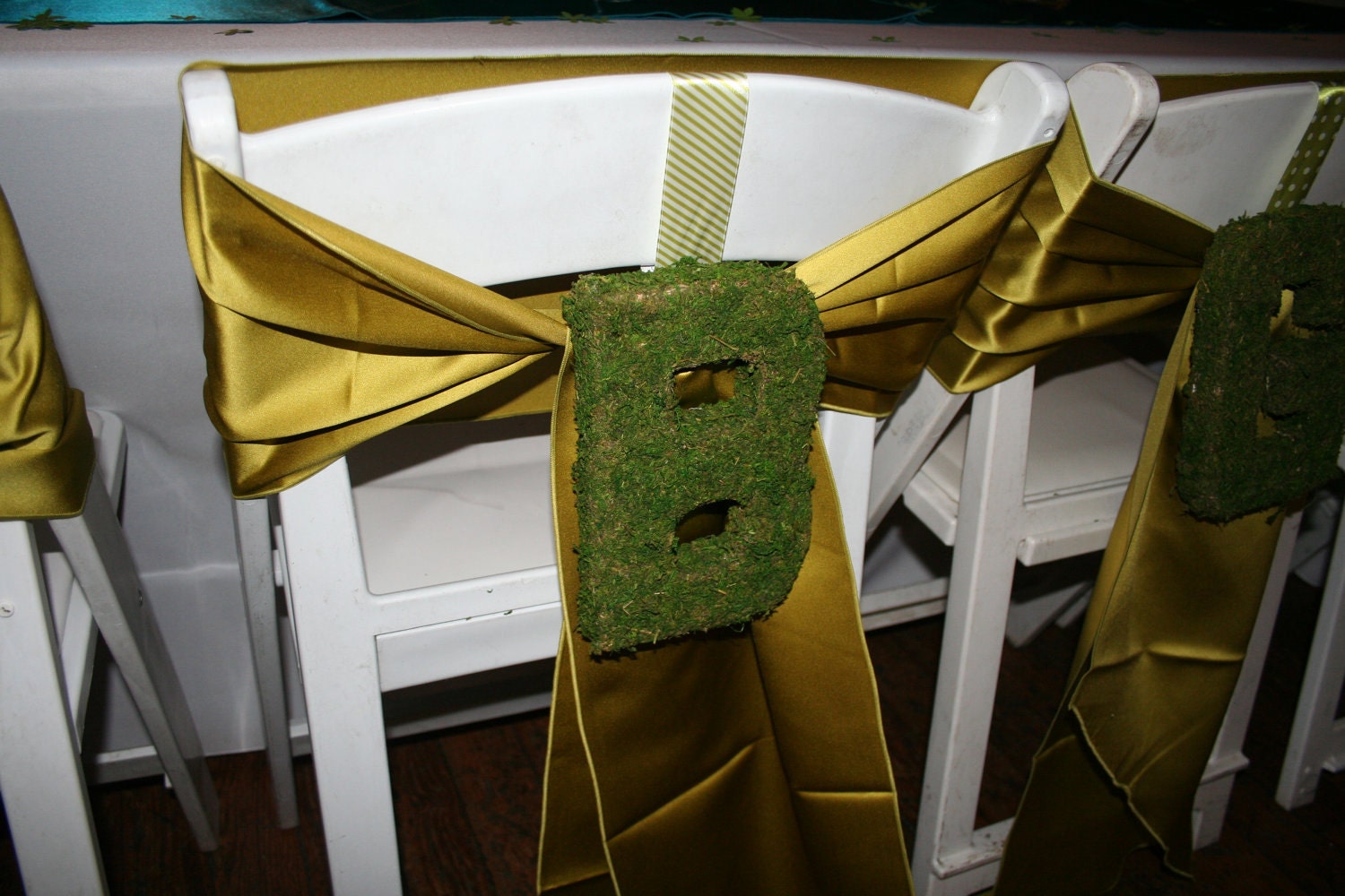 B is for BRIDE, G is for GROOM Moss letters for wedding chairs (10" moss letters)