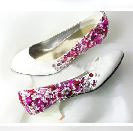 Hand sew princess crystal shoes wedding shoes pink From Creativesugar