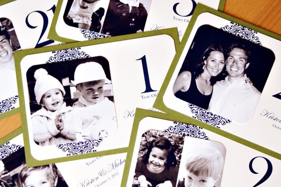 NEW Personalized Photo Table Numbers by Age or Year - 5 x 7 Frameable Size - Custom Colors Available