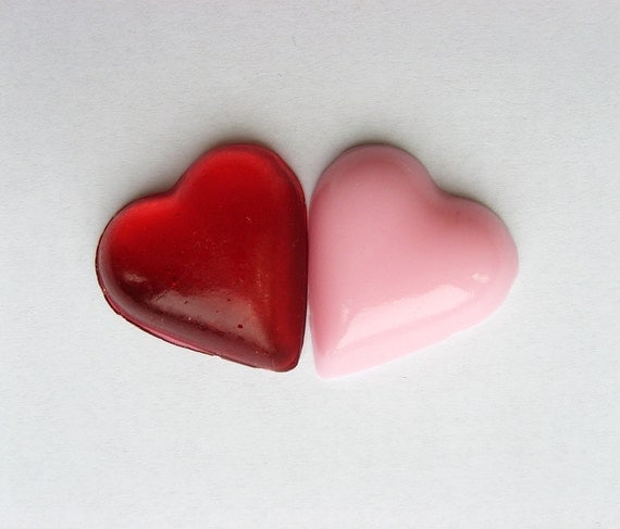 raspberry and watermelon bite size heart hard candies - 5 oz. - MADE TO ORDER