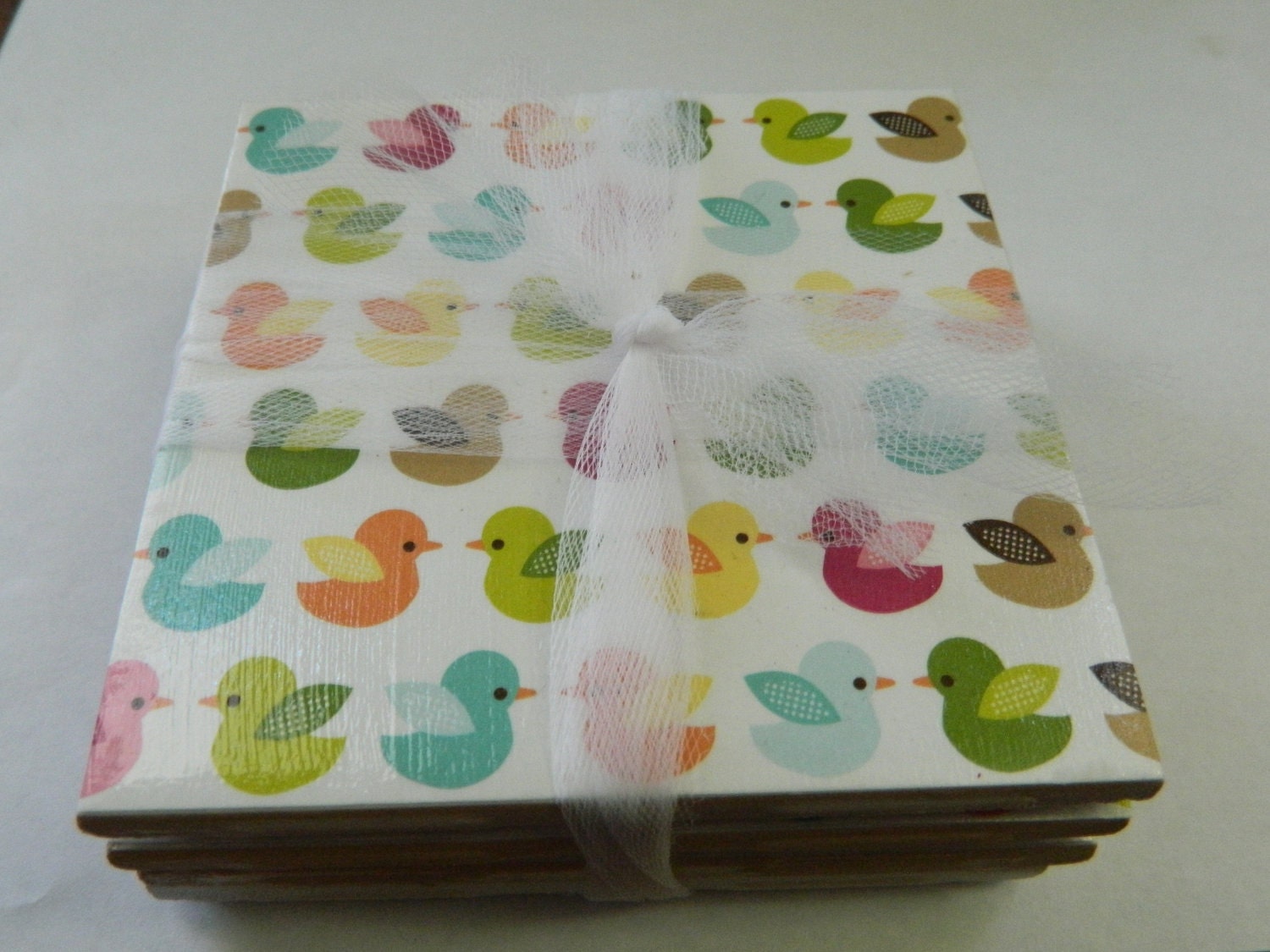 Multi-colored Duck Tile Coasters