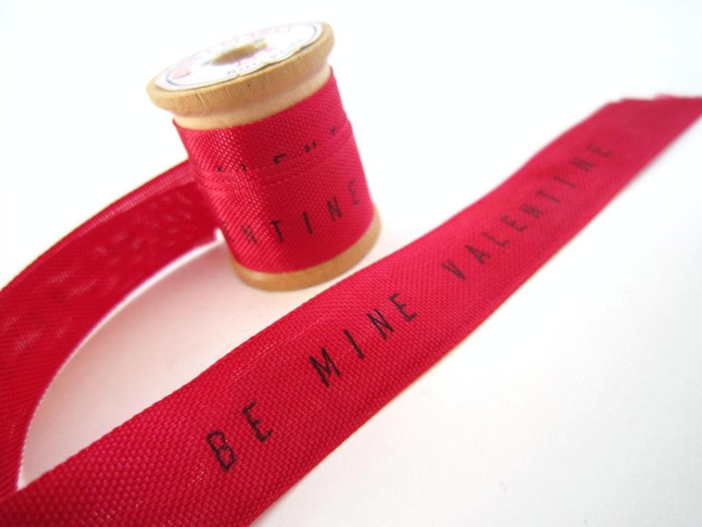 Valentine Personalized Ribbon -4 YARDS- red ribbon Be Mine Valentine gift wrapping Seam Binding Ribbon Valentine gifts decorations