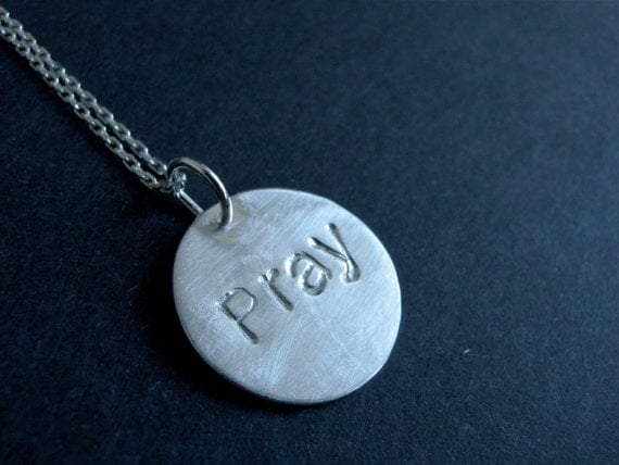 PRAY Stamped Sterling Necklace Handmade Silver by NingSterling