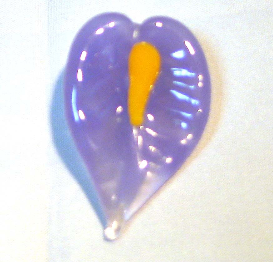 Pink Calla Lily Anthurium Lampwork Glass Bead Pendant