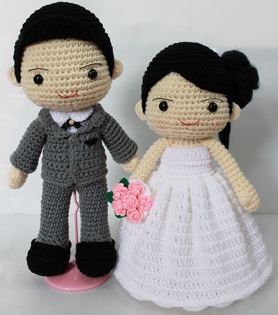 Wedding Gifts  Groom Bride on Lover Bride   Groom Wedding Dress Amigurumi Crochet Doll Wedding Gift