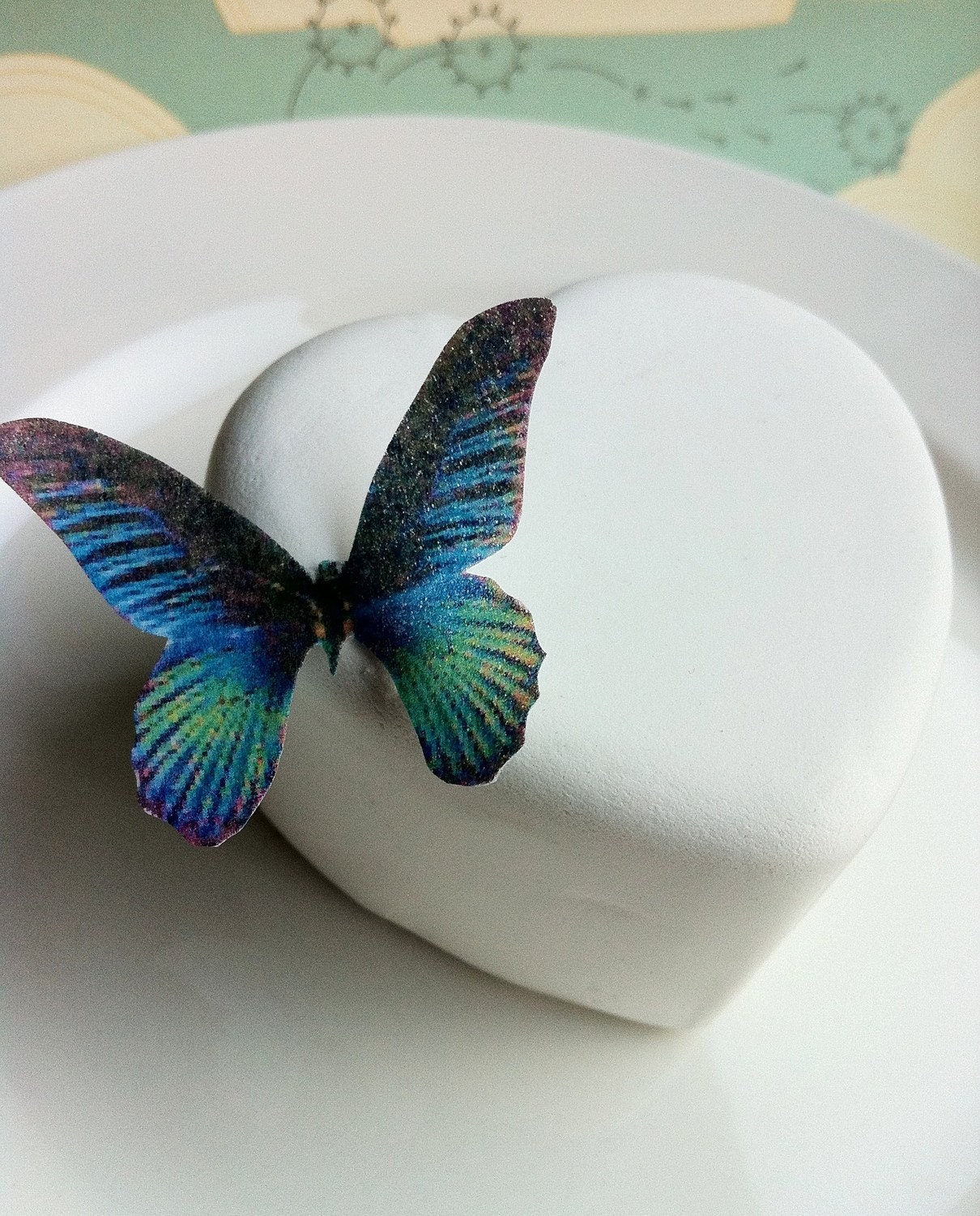 The Original EDIBLE BUTTERFLIES- small Blue Green - Cake & Cupcake toppers - Food Accessories