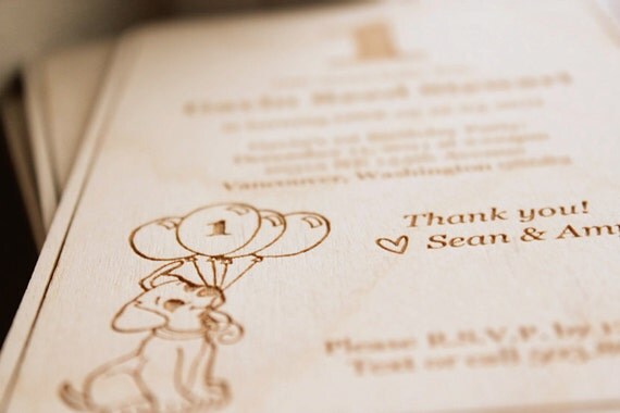 Wood invitations - custom laser cut and engraved