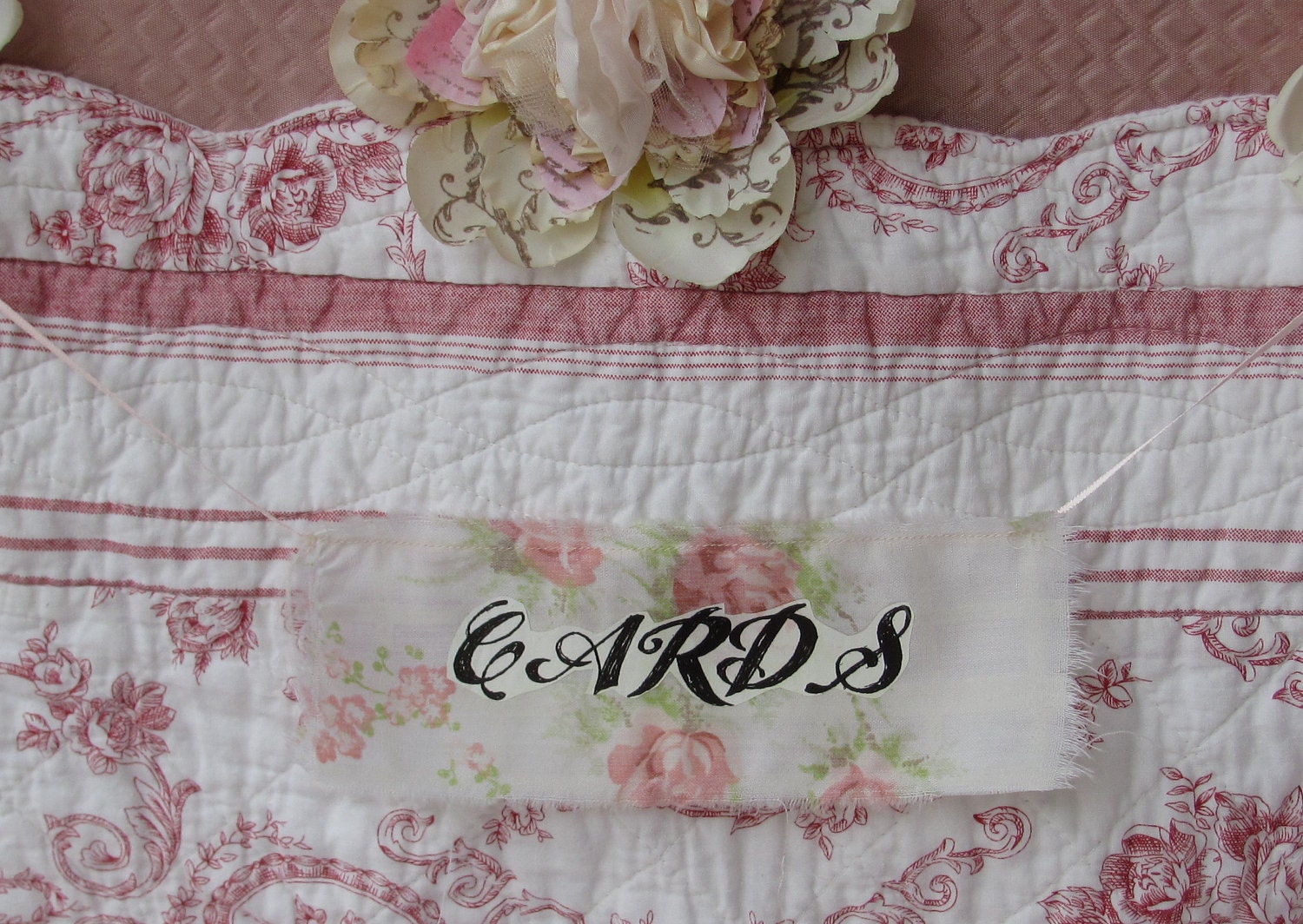 Wedding Card Holder Vintage Suitcase with PInk Flowers  by My Broken Art on Etsy
