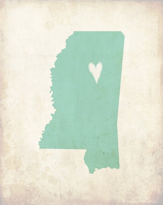 Mississippi Love State Customizable Art Print