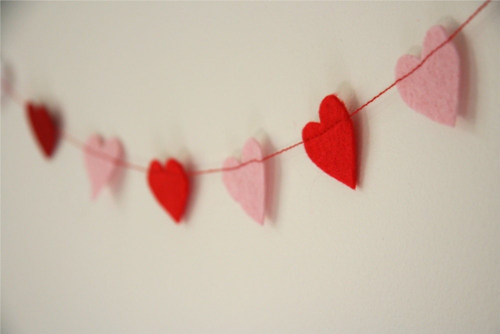 Pink and Red Heart Felt Garland