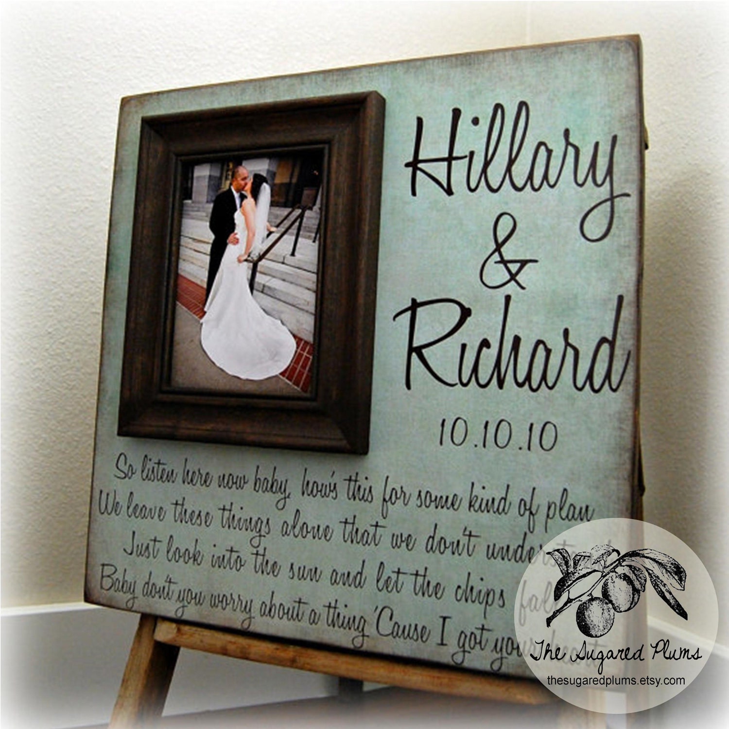 Personalized Picture Frame Custom Wedding Gift 16x16 Anniversary Love Father Mother Parents Quote Song Vows Guest Book