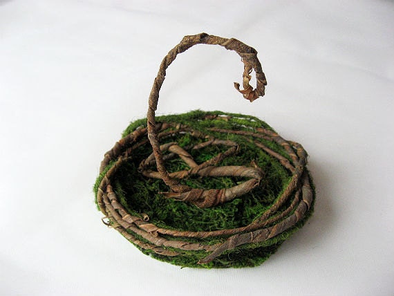 Woodland Rustic Wedding Single Initial NEST Cake Topper Ring Bearer Nest 