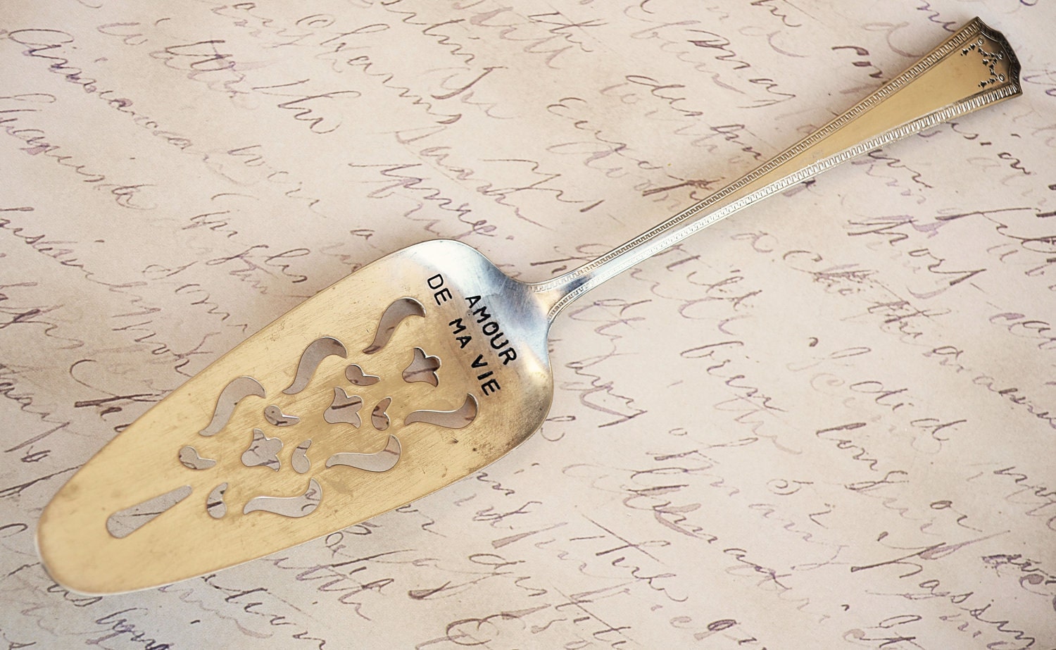 Valentine's Day - AMOUR de ma vie - Cake Dessert Server - Silverplate cake server