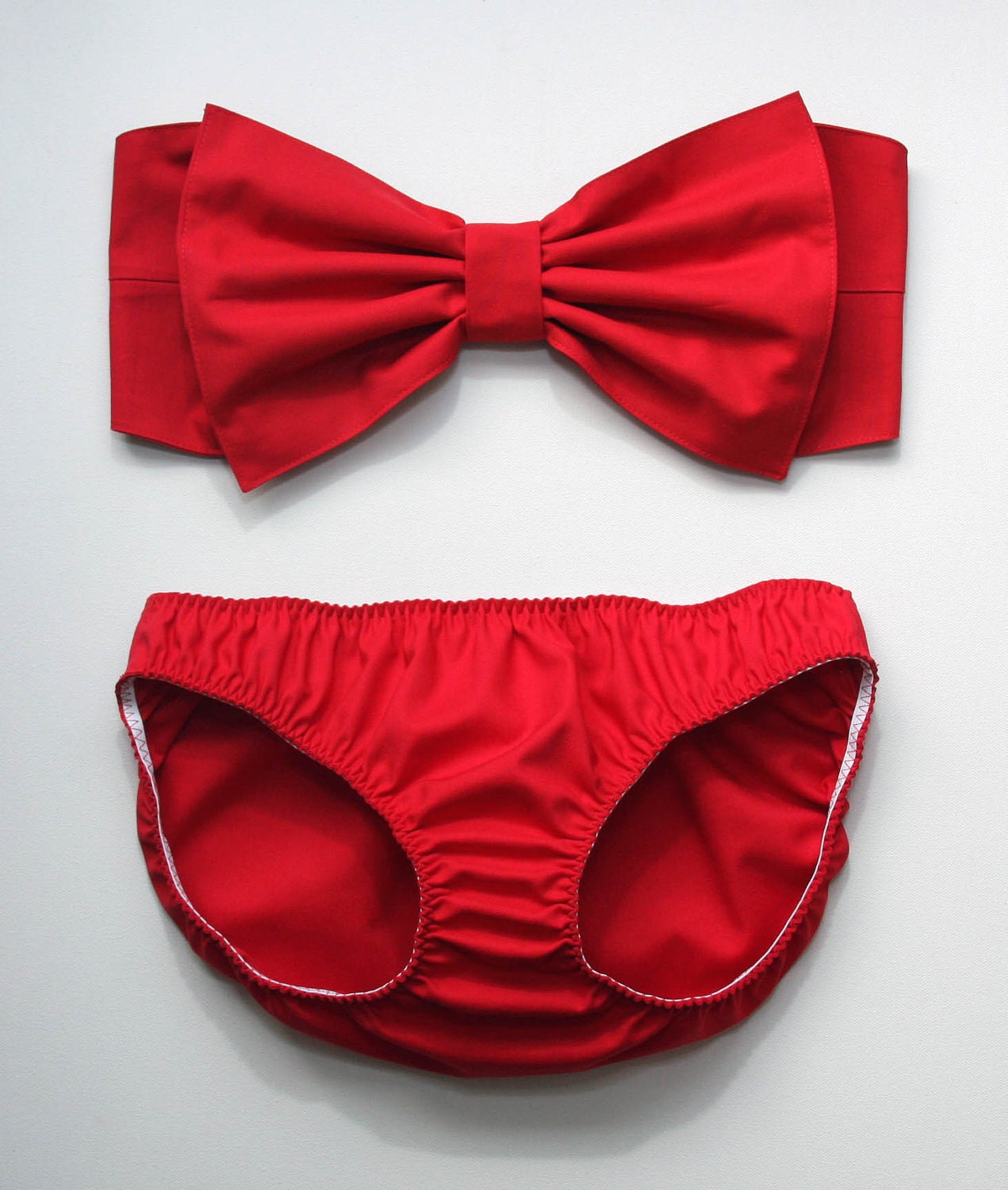 Plain red bow bandeau set - Made to order