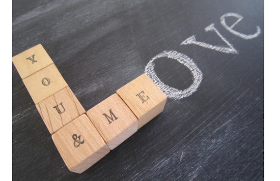 Valentine Personalized Wood Blocks - You & Me - personalized wedding decor letter blocks Valentines Day valentine decorations love