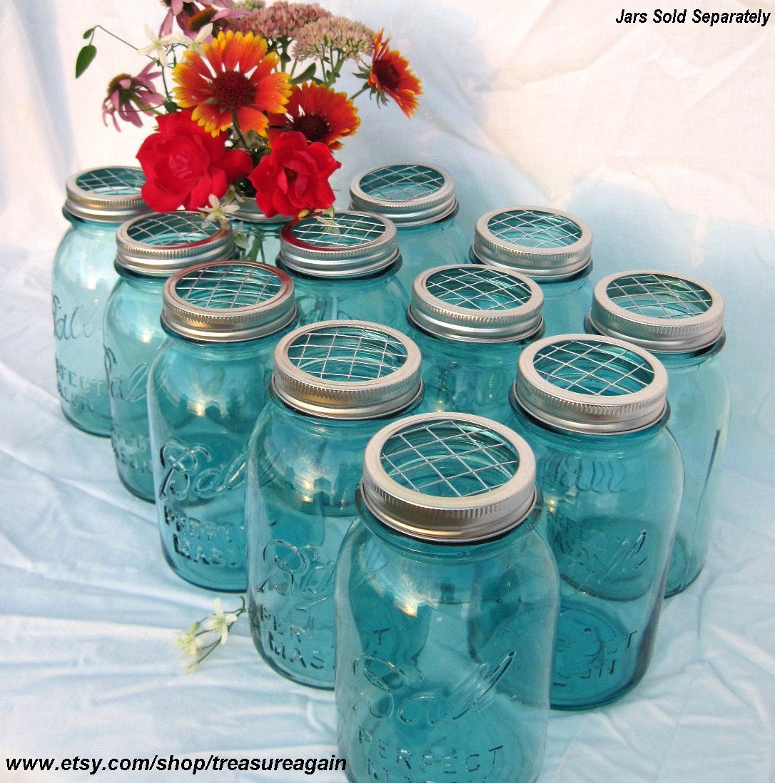 DIY Wedding Flowers Mason Jars Centerpieces 12 Upcycled FLOWER FROG Ball Jars Lids, Weddings, Garden, Flower Arrangement Lids Only, No Jars