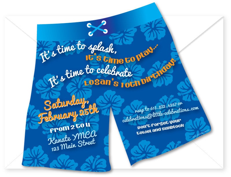 Boy's Pool Birthday Party Invitation