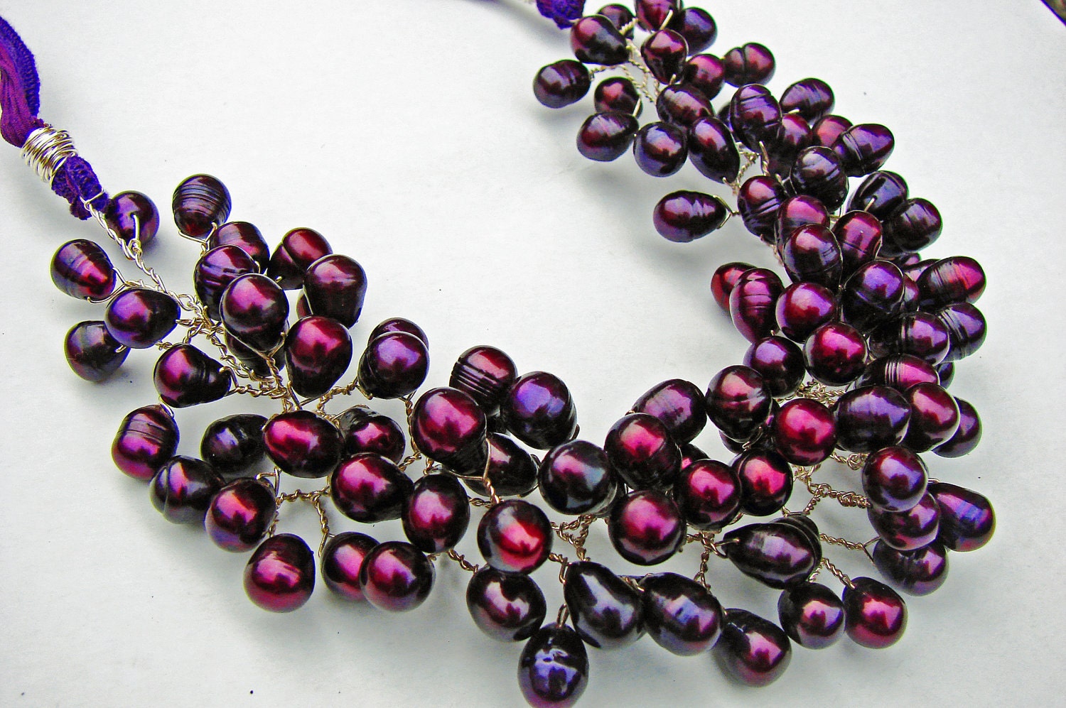 purple pearl necklace, wedding