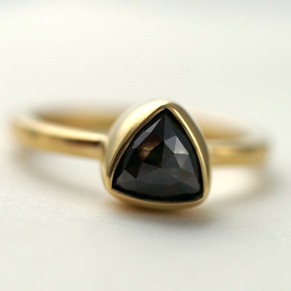 Rose Cut Black Diamond Trillion - One Of A Kind