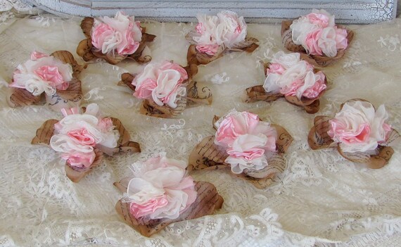 Wedding Flower Place Card Holder Or Decoration Set of 10 by My Broken Art on Etsy