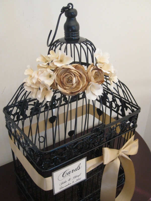 Black Bird Cage Wedding Card Holder Vintage Style / Vintage Style Wedding Card Holder Birdcage / Wedding Birdcage