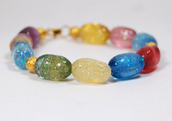 Handcast "Jelly Bean" Bead Bracelet