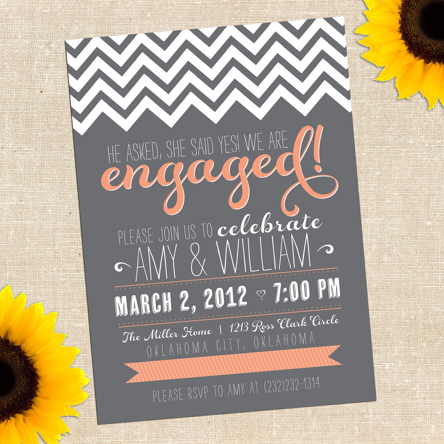 DIY PRINTABLE Chalkboard Engagement Party Invitation