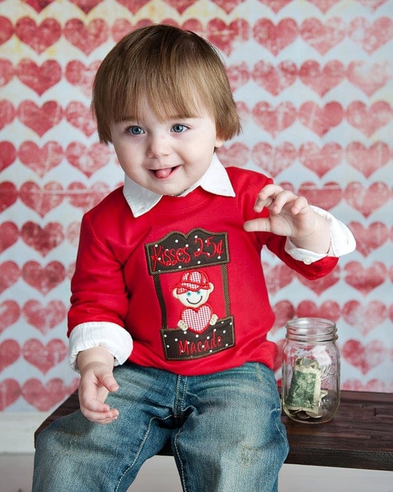 Kissing Booth - a Custom Appliqued and Monogrammed Boy's Valentine shirt