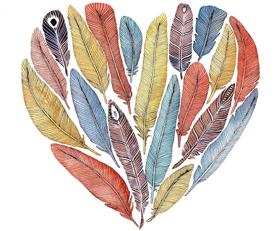 Fiona's Heart - Feather Painting Archival Print