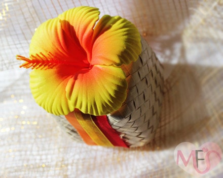 Hibiscus wedding favor customized personalized buri lauhala
