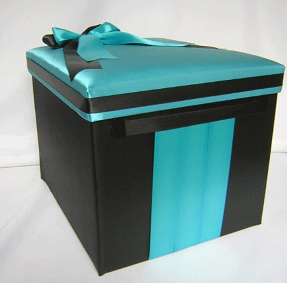 Wedding Reception Black Turquoise Money Card Box Customized colors