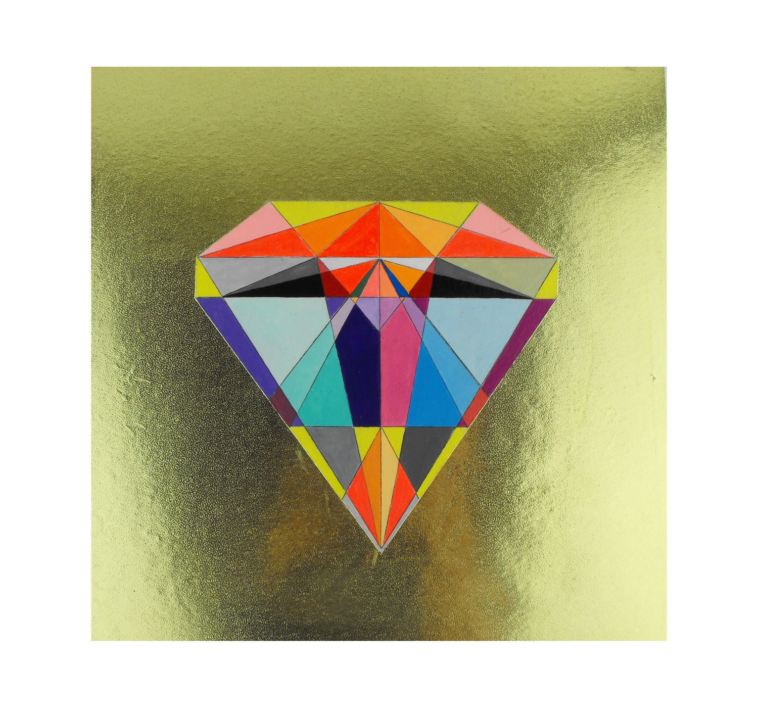 Geometric Painting Panel mixed media - Diamond